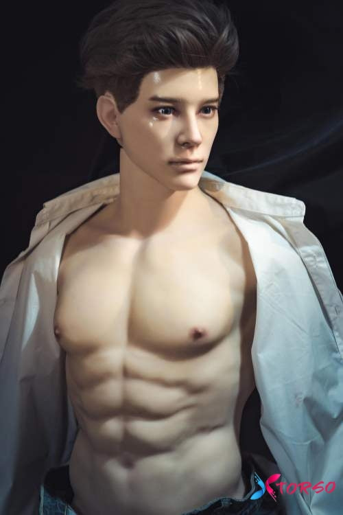 Ronin: 82cm/2ft8 52.91LB Realing Doll Male Half Torso Silicone Head and TPE Body with Flexible Dildo Realistic Sex Huge Cock