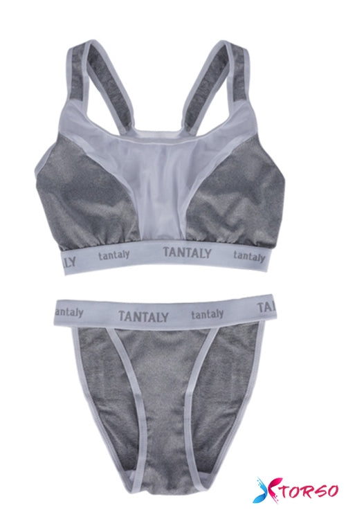 Tantaly Gauze PE Style Sports Underwear Set Grey Color